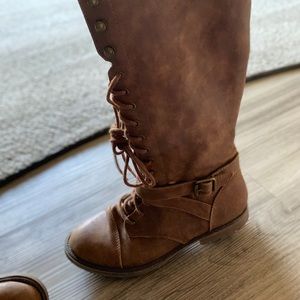 Brown combat boots